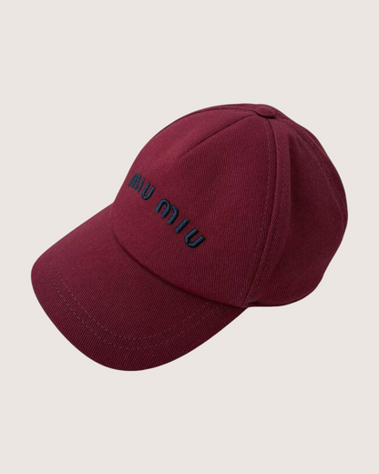 Miu Miu Logo Hat Burgundy FR 38