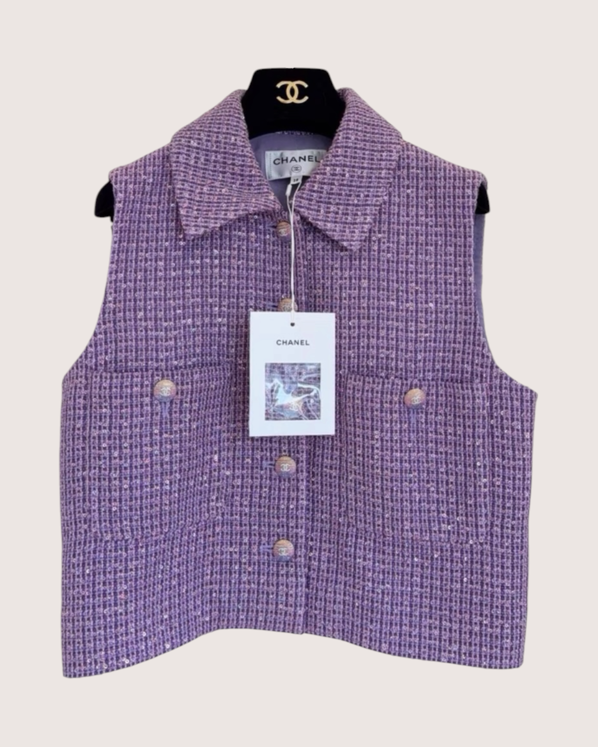 Chanel Sequin Crystal Button Vest