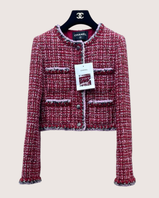 Chanel 25K Four-Pocket Tweed Jacket Red, Pink, Multicolor FR 38