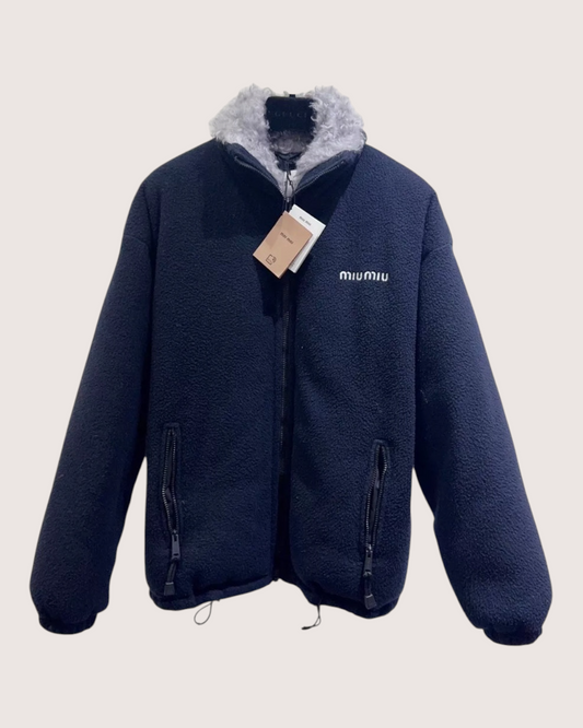 Miu Miu Fleece Zip-Up Jacket - Navy