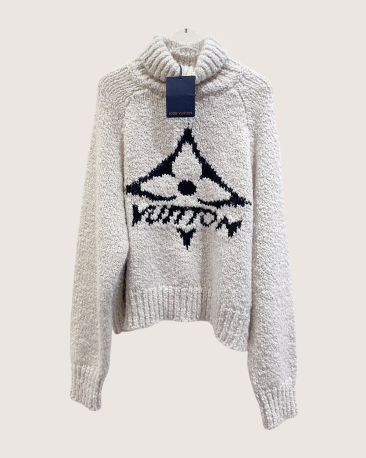 Louis Vuitton Bouclé Logo Sweater Beige/Ecru, Navy FR 38