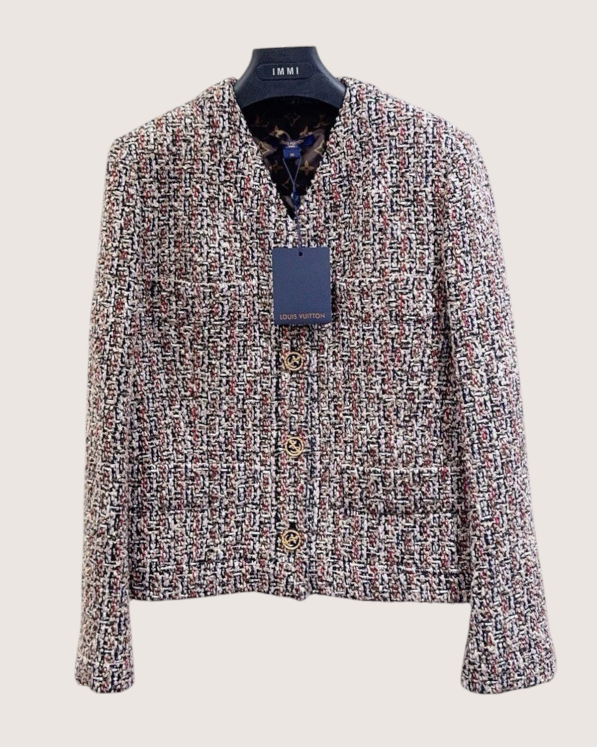 Louis Vuitton Tweed Jacket Beige/Ecru, Red, Multicolor FR 36
