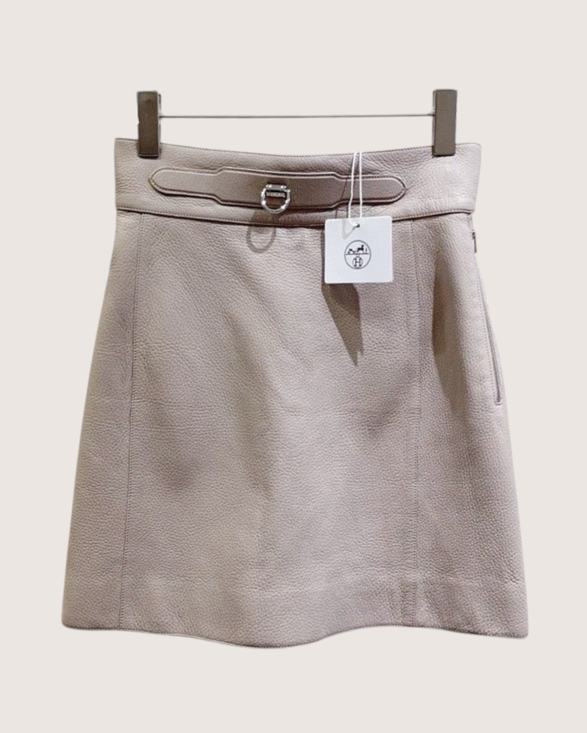 Hermès A-Line Leather Mini Skirt Pink FR 36