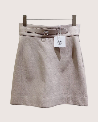 Hermès A-Line Leather Mini Skirt Pink FR 36
