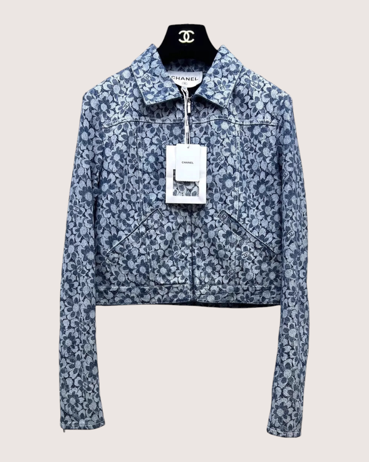 Chanel 24B Denim Logo Jacket