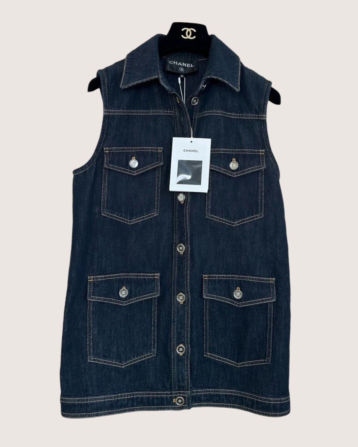 Chanel 25C Denim Four-Pocket Mini Dress Blue FR 36
