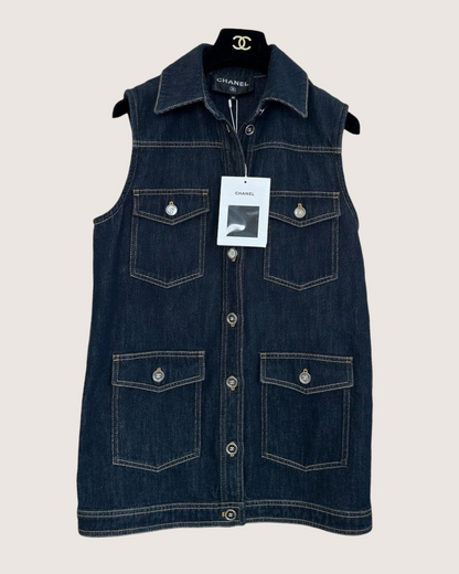 Chanel 25C Denim Four-Pocket Mini Dress Blue FR 36