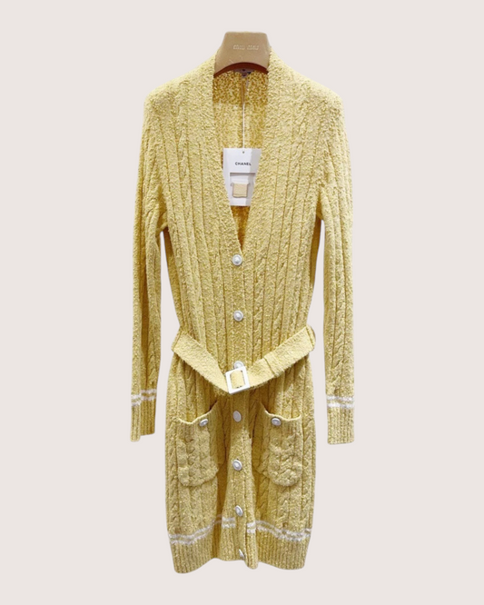 Chanel 22P Bouclé Cardigan Yellow, White FR 34