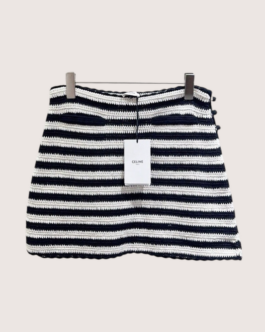 Celine Striped Mini Skirt Navy, White FR 38
