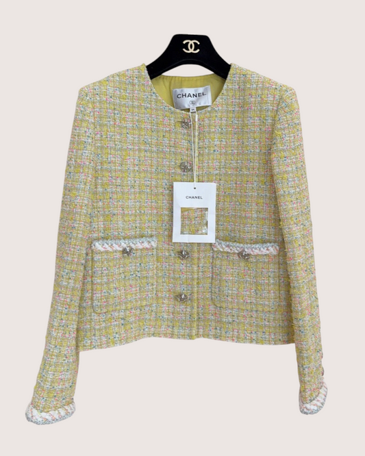 Chanel 24C Tweed Jacket Yellow, Pink, Multicolor FR 34