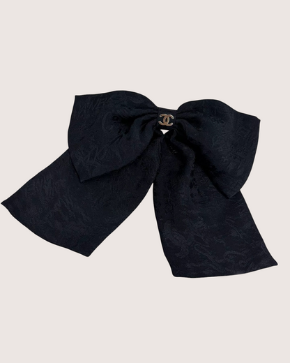 Chanel 24A Silk Bow Brooch Black One Size