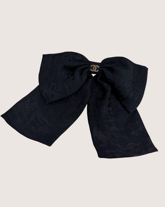 Chanel 24A Silk Bow Brooch - Black
