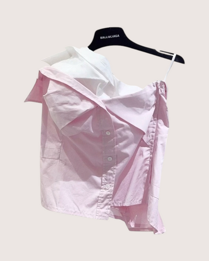Miu Miu Off-Shoulder Bustier Top Pink, White FR 36
