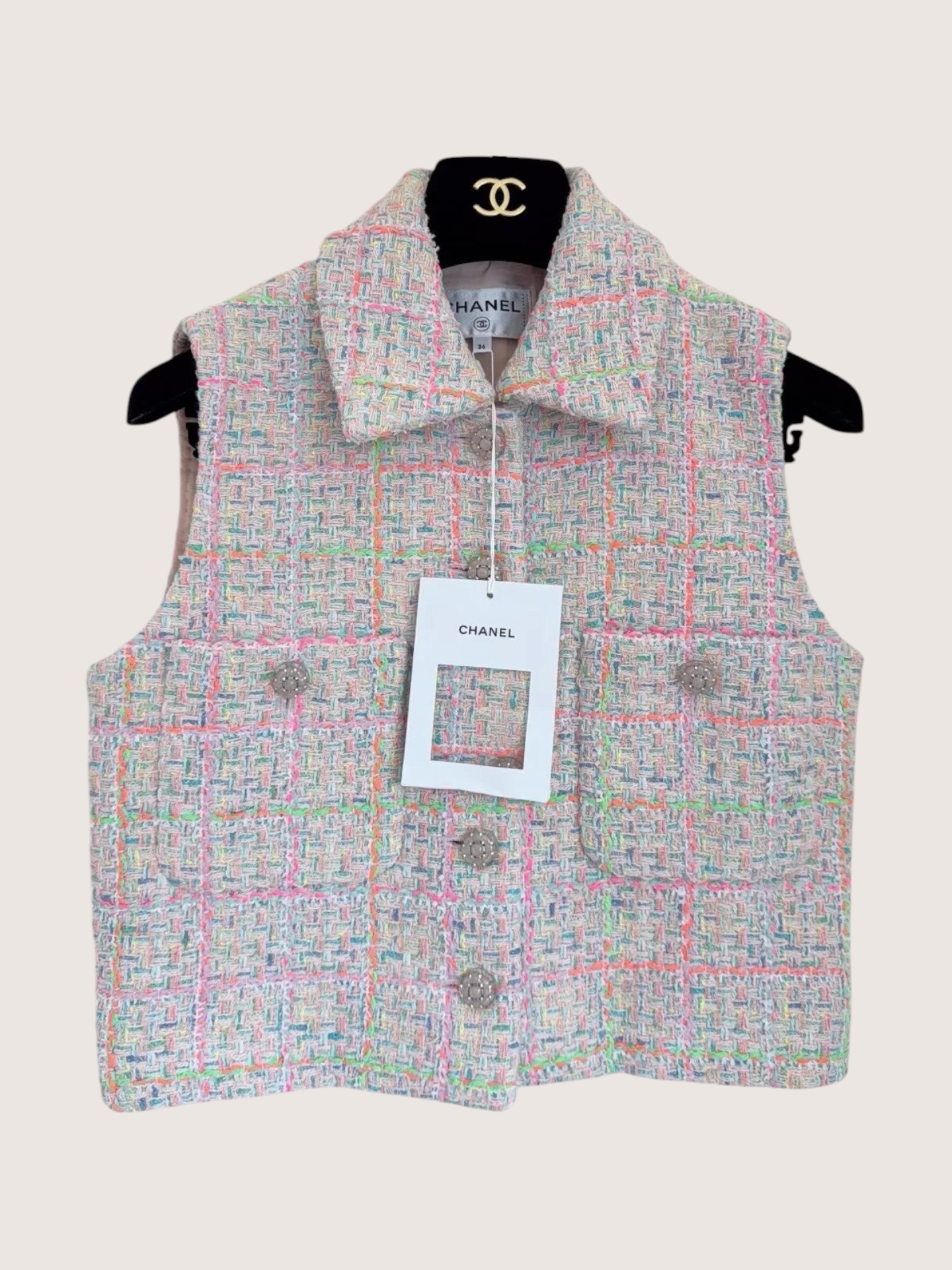 Chanel 24C Plaid Tweed Vest