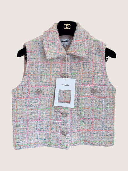 Chanel 24C Plaid Tweed Vest