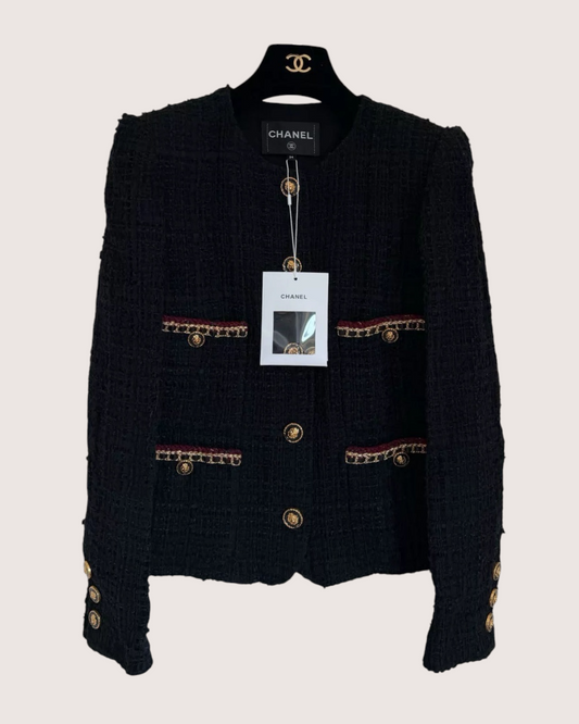 Chanel 21A Tweed Chain-Trim Jacket - Black, Burgundy, Gold