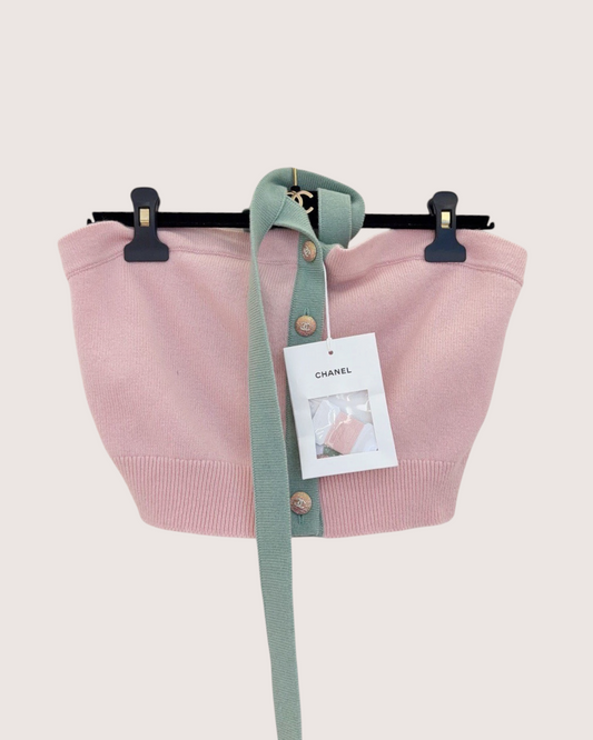 Chanel 24C Cashmere Bandeau Top Pink, Green FR 38