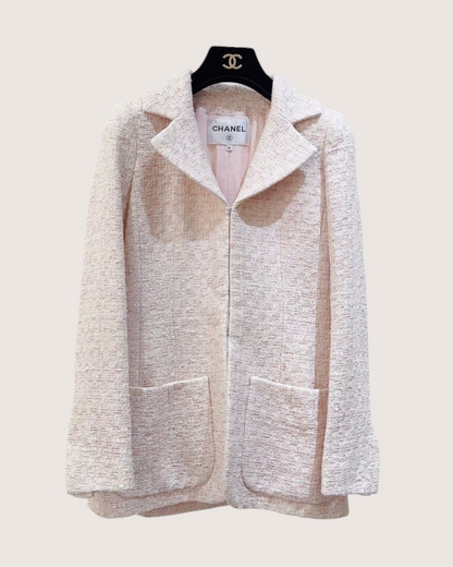 Chanel 16S Tweed Zip-Up Jacket Pink, Beige/Ecru FR 34