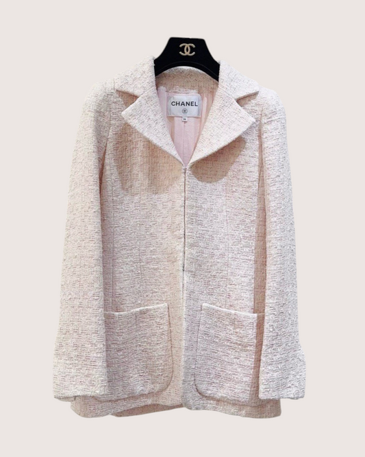 Chanel 16S Tweed Zip-Up Jacket Pink, Beige/Ecru FR 34