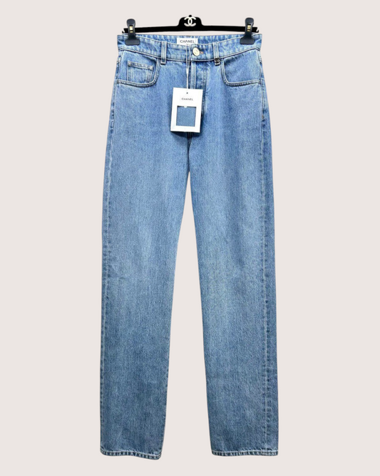 Chanel 26A Straight Denim Jeans Blue FR 34