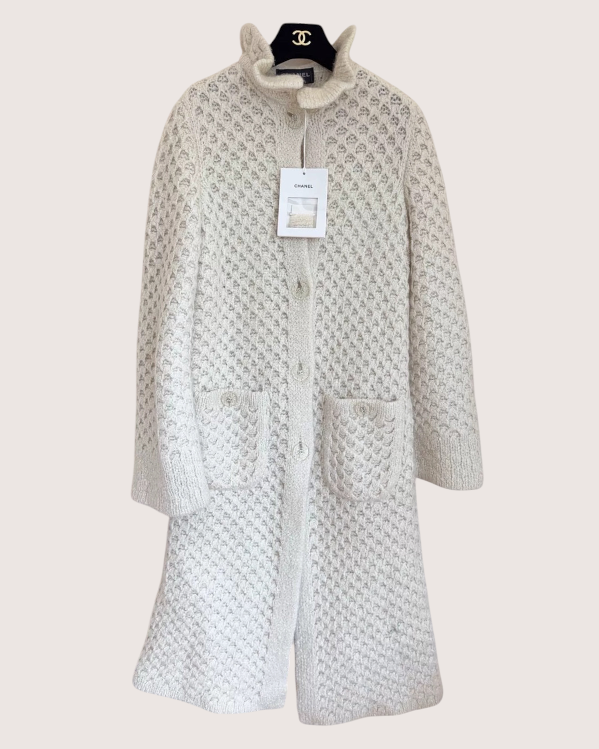 Chanel Wool Openwork Cardigan Beige/Ecru FR 34