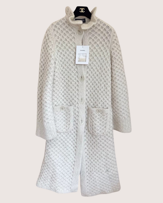 Chanel Wool Openwork Cardigan Beige/Ecru FR 34