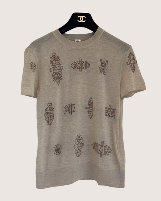 Hermès Wool Embroidered Sweater - Beige/Ecru, Brown