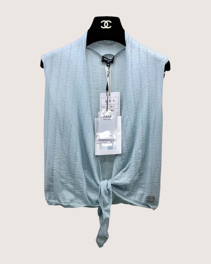 Chanel 21K CC Knit Openwork Tie Top