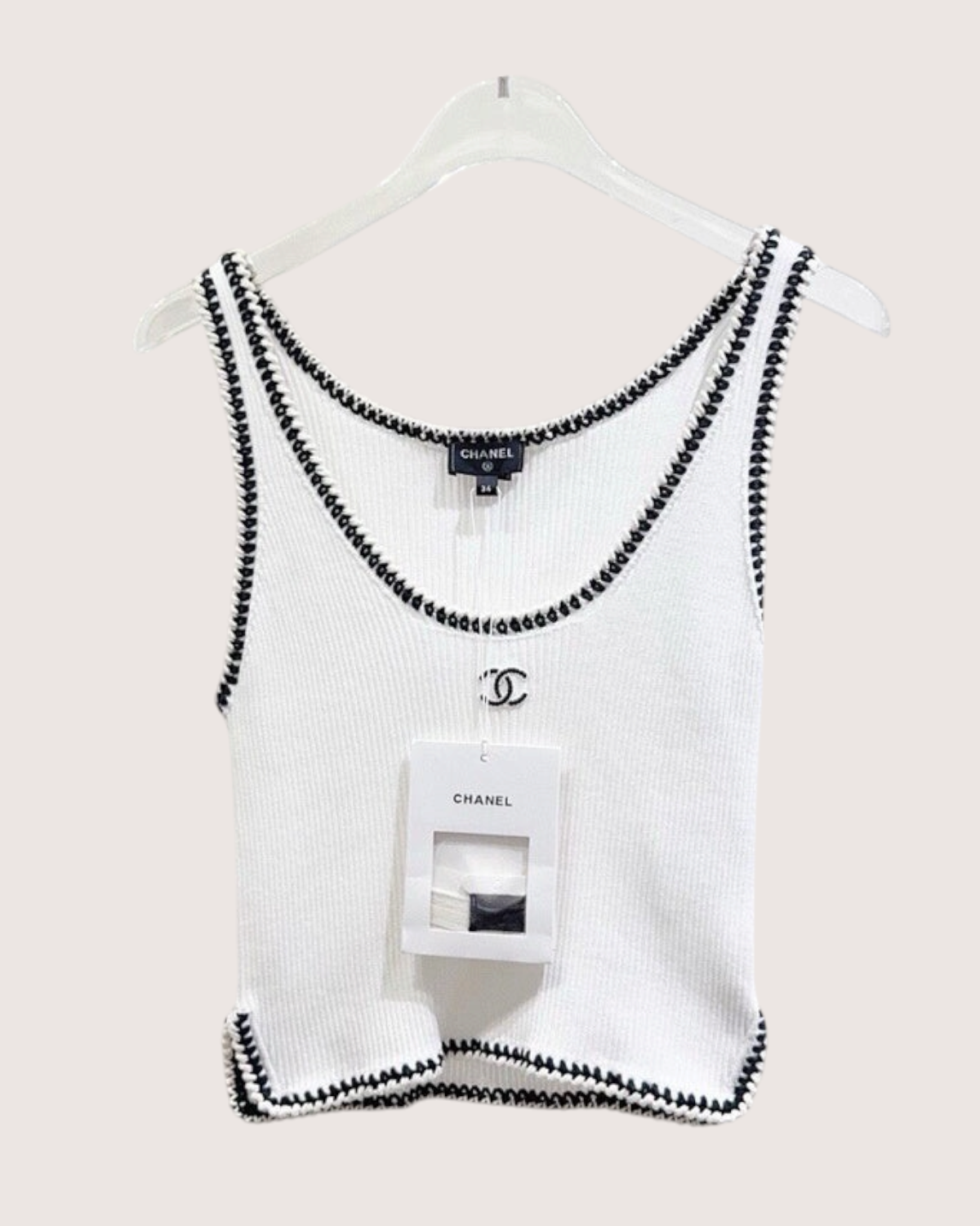 Chanel 22C CC Top White, Black FR 34