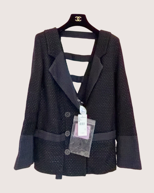 Chanel 16C Tweed Double-Breasted Jacket Black, Grey FR 36