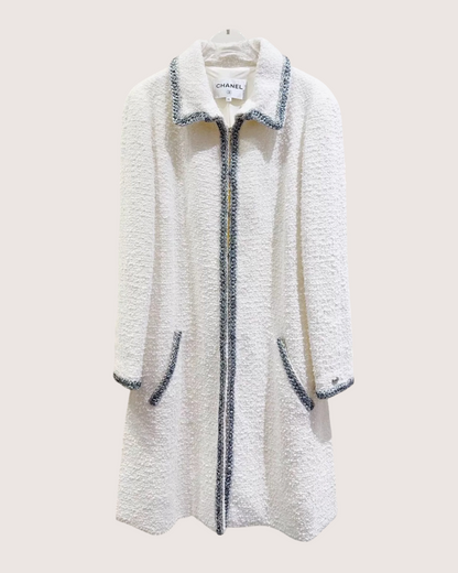 Chanel 20S Tweed Coat White, Grey FR 34