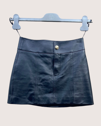 Celine Leather Mini Skirt Black FR 34