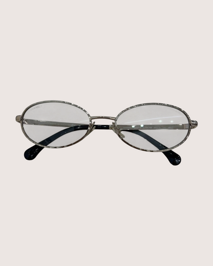 Chanel 26C Oval Textured-Rim Glasses Gold, Silver One Size