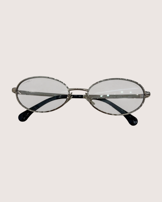 Chanel 26C Oval Textured-Rim Glasses - Gold, Silver