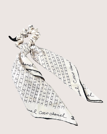 Chanel 22C CC Monogram Logo Silk Hair Accessory