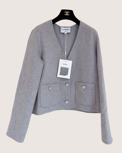 Chanel 26P Cashmere Pocket Cardigan Grey FR 38