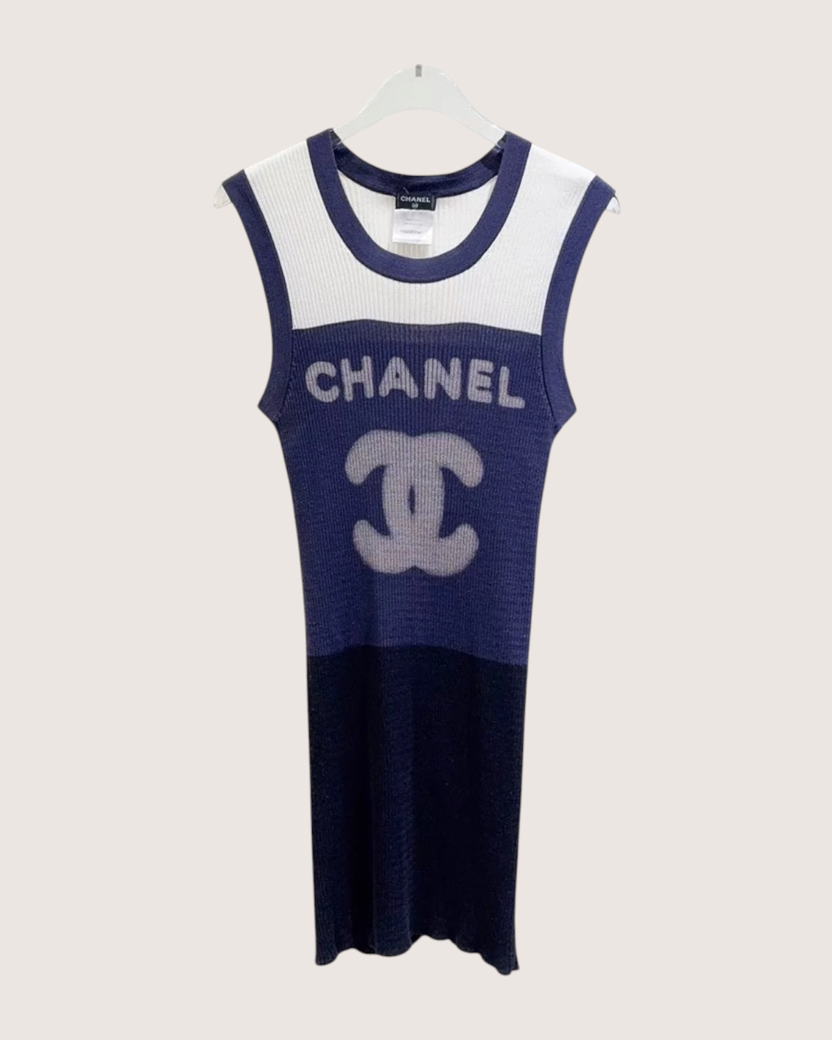 Chanel 11P Colorblock CC Logo Tank Top Navy, Black, White FR 40