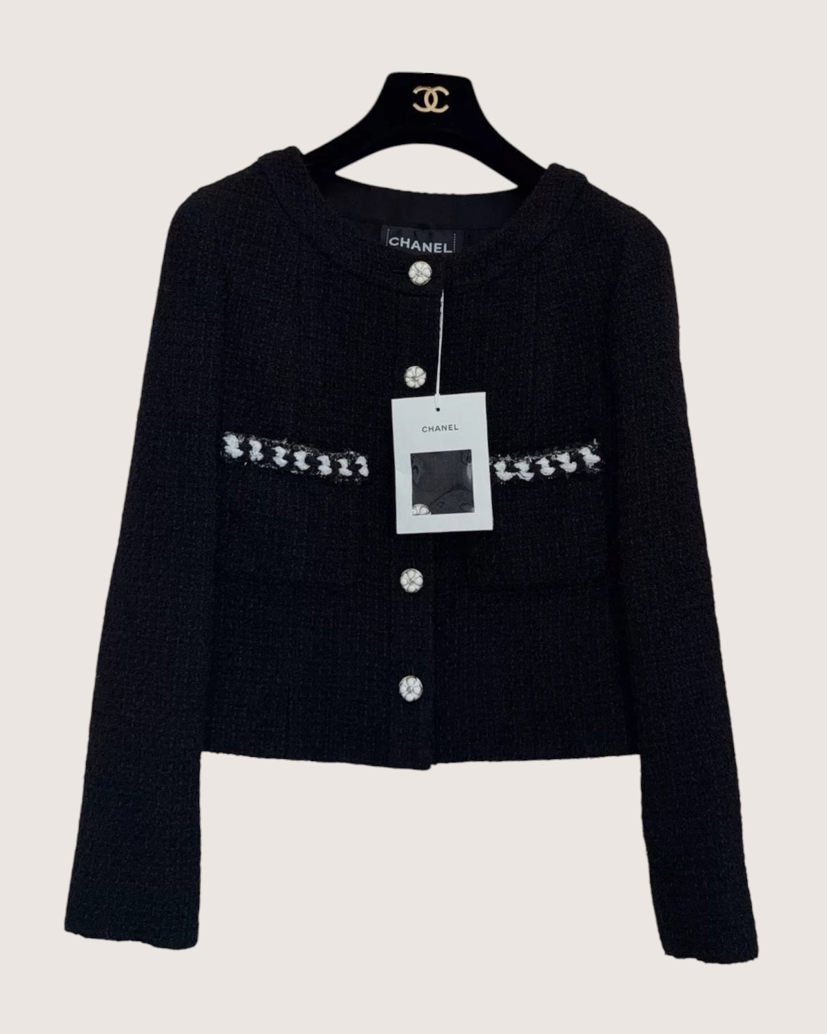Chanel 24P Tweed Jacket Black, White FR 38