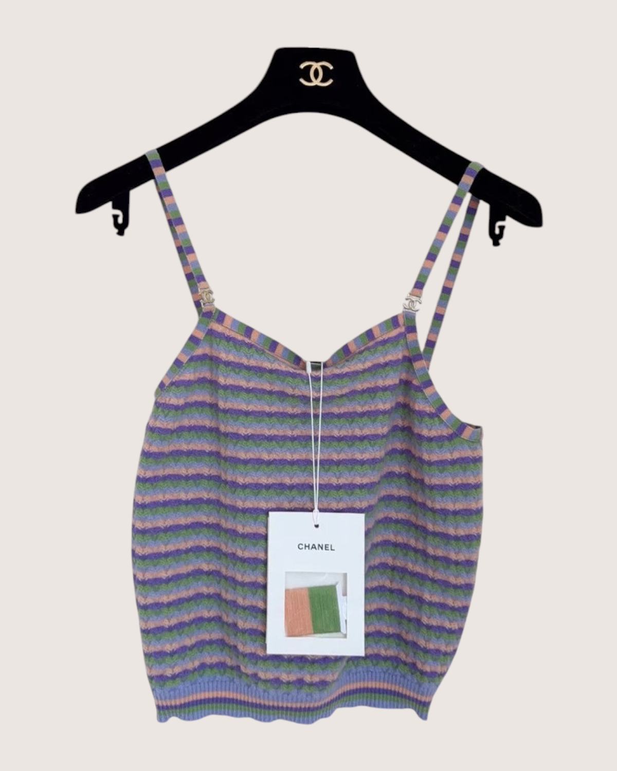 Chanel 24A Cashmere Striped Camisole Top