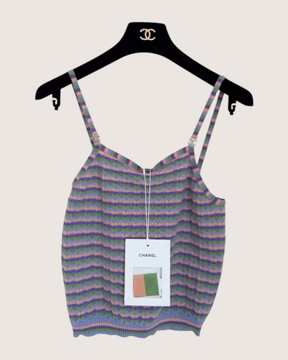 Chanel 24A Cashmere Striped Camisole Top