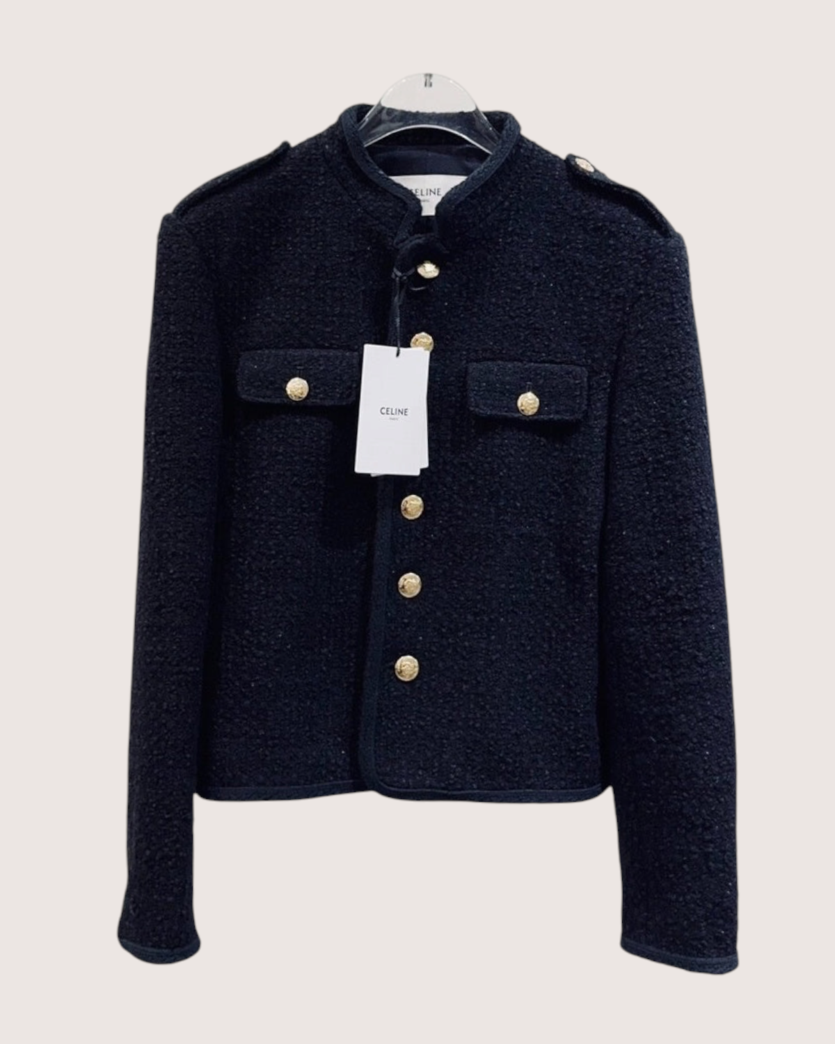 Celine Tweed Jacket Black FR 38