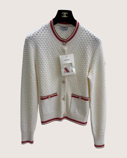 Chanel 26C Cardigan - Beige/Ecru, Red