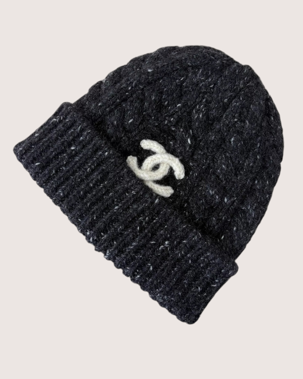 Chanel 26A CC Cashmere Knit Hat Black, White, Multicolor One Size