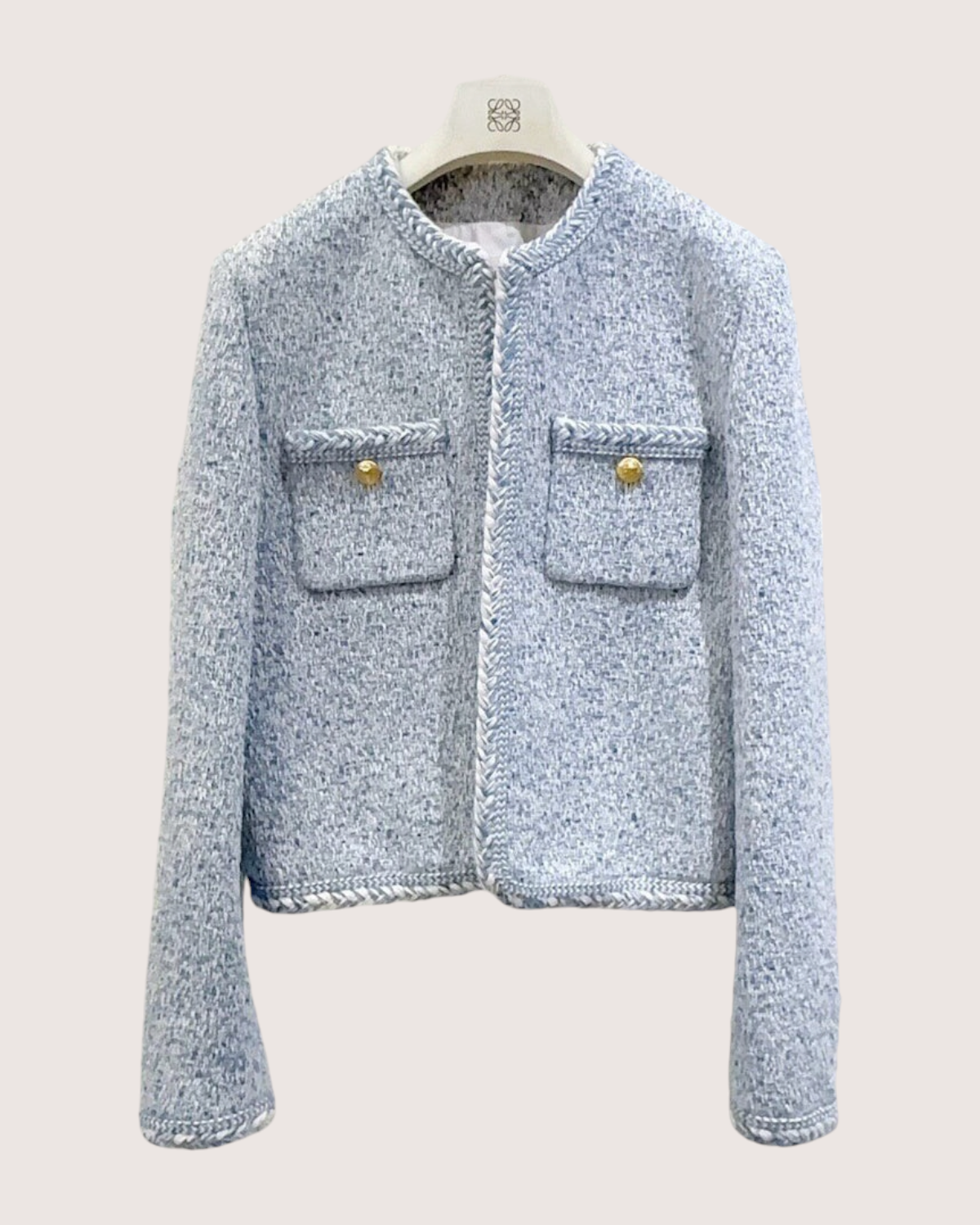 Celine Tweed Jacket Blue, White FR 38