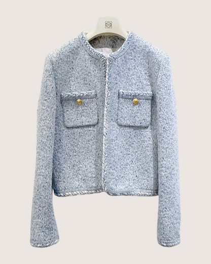 Celine Tweed Jacket Blue, White FR 38