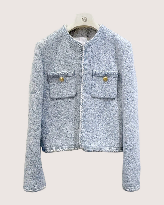 Celine Tweed Jacket Blue, White FR 38