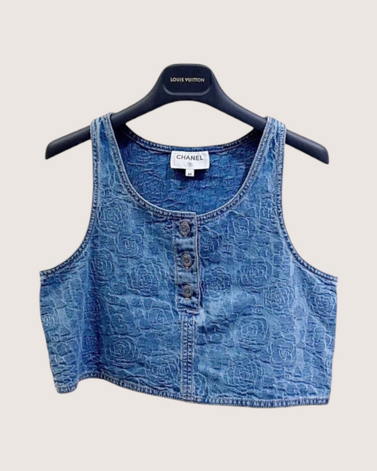 Chanel 23P Camellia Tank Top - Blue