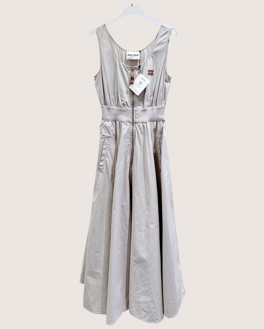 Miu Miu Logo Zip-Up Maxi Dress Grey IT 36