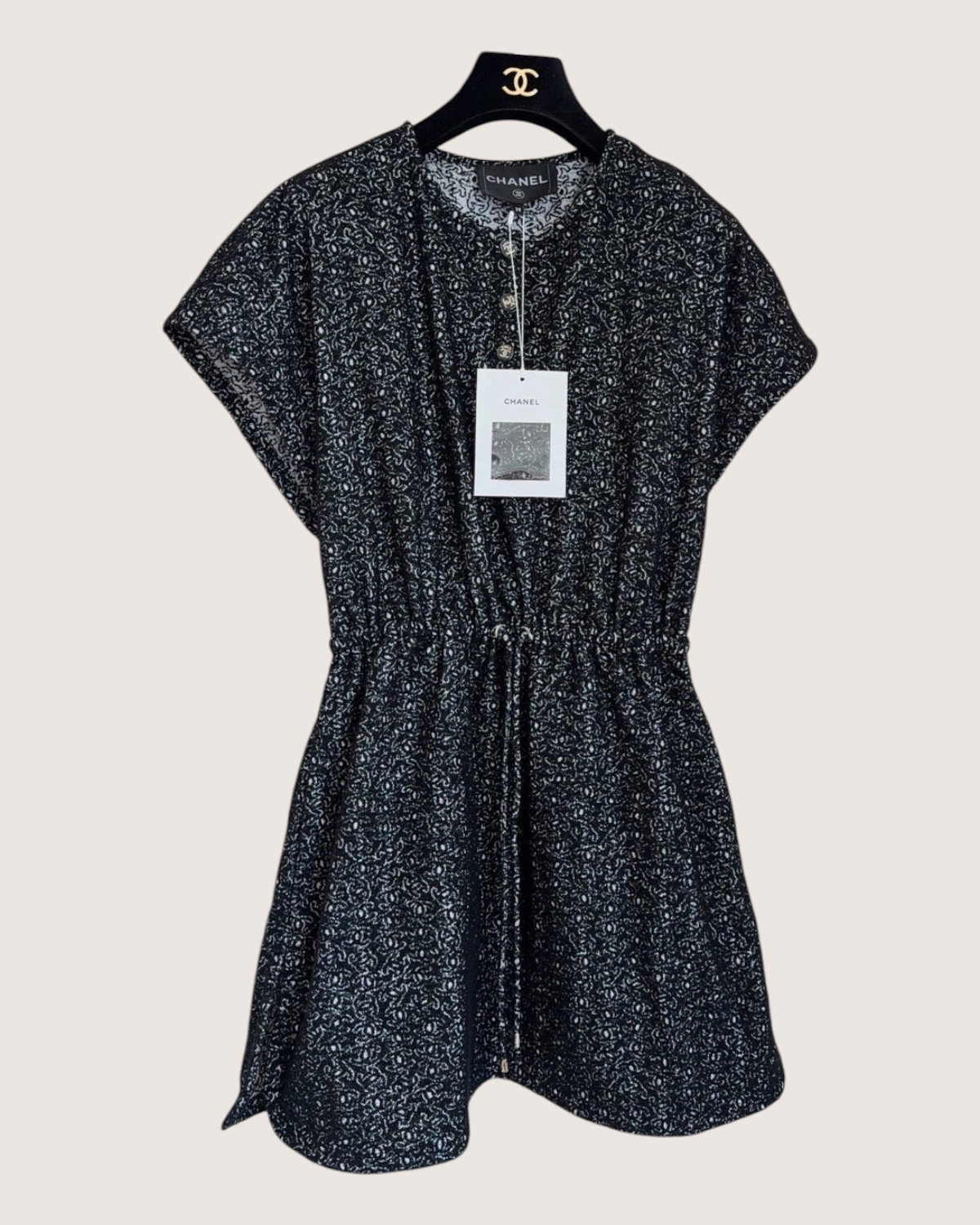 Chanel 25M Coco Beach Speckled Mini Dress Black, Silver FR 38