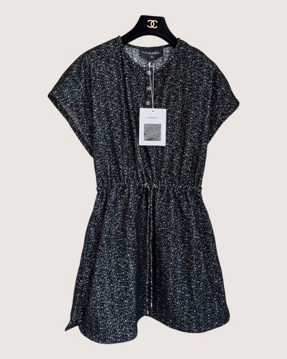 Chanel 25M Coco Beach Speckled Mini Dress Black, Silver FR 38